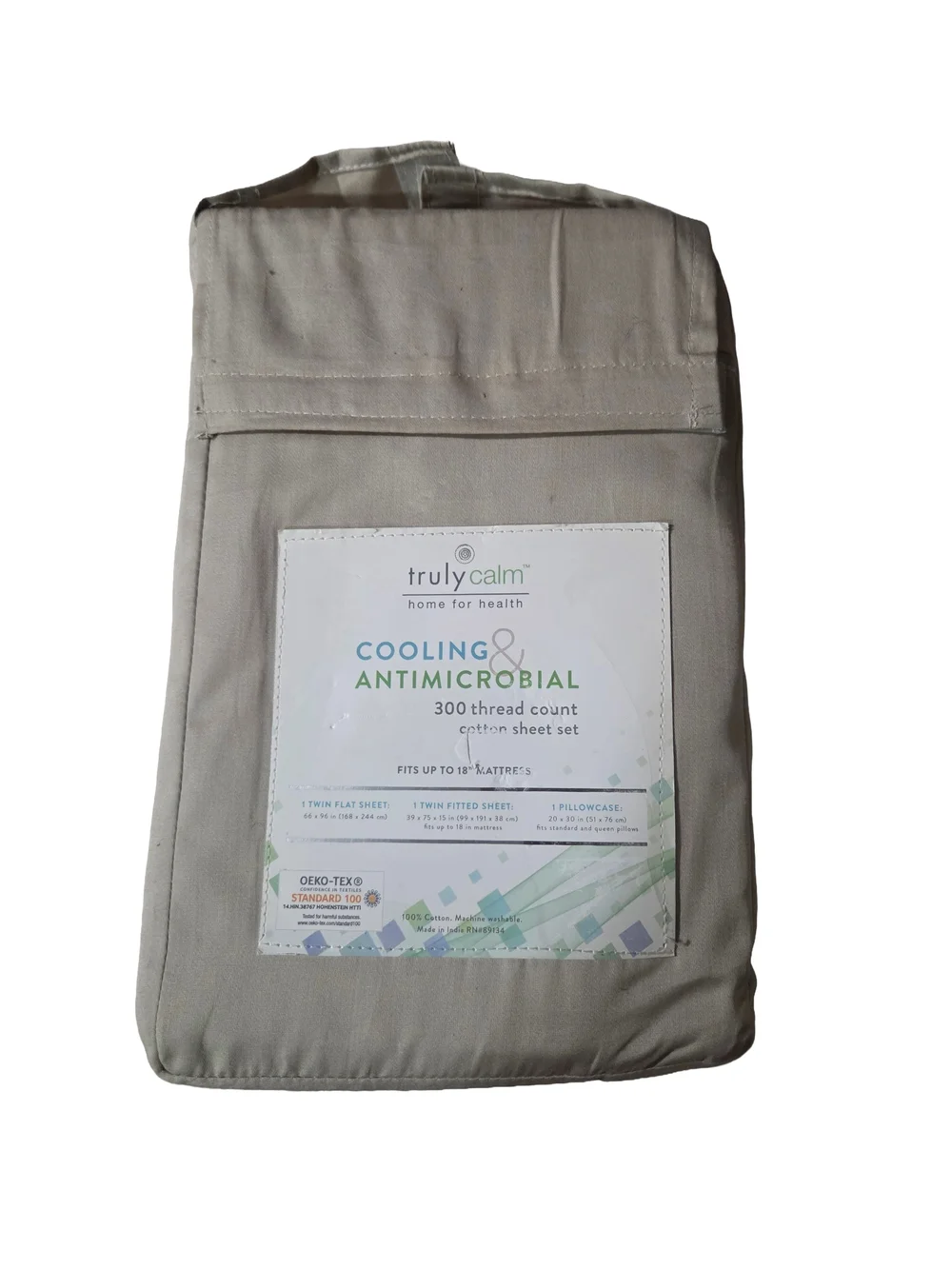 Cooling & Antimicrobial Twin Sheet Set — Gray
